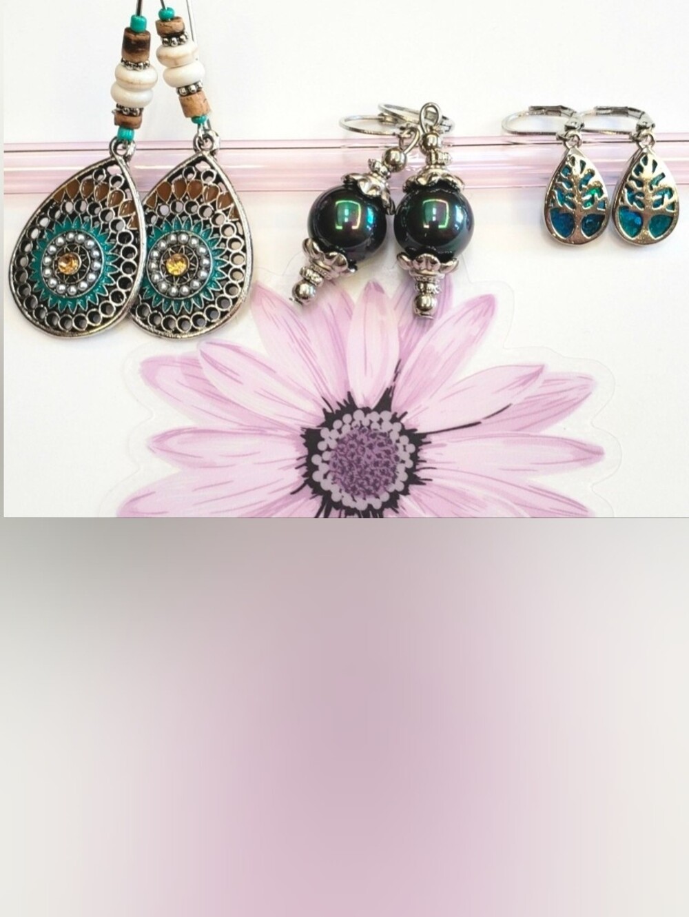 Lustrous Black Pearl Drop Earrings with Silver Accents